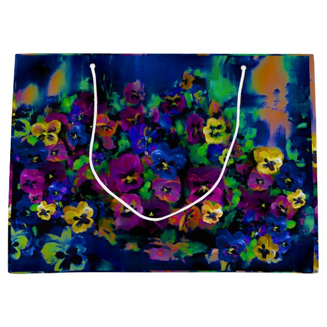 Sac cadeau grande taille Pansies Abstract 2 (Devant)