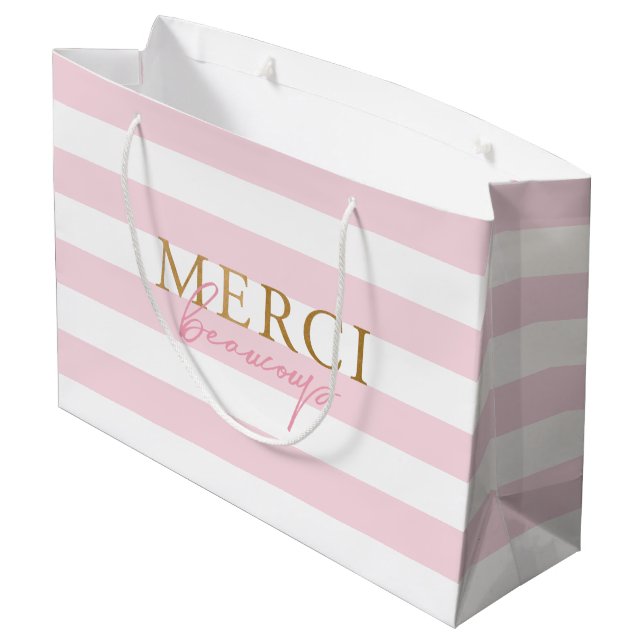 Sac cadeau Grille rose or Merci Beaucoup Merci (Dos Angle)