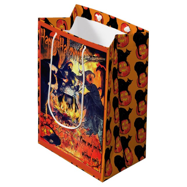 Sac cadeau Halloween trois sorcières (Devant Angle)
