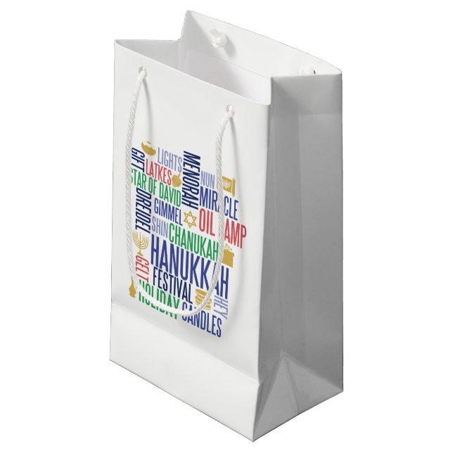 Sac cadeau Hanoukka Words Holiday (Devant Angle)