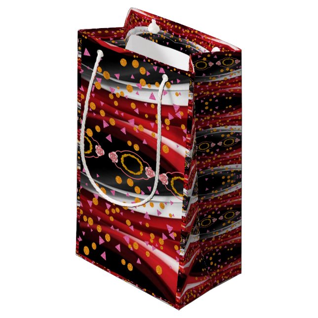 Sac cadeau Happy Abstrait Rouge Noir Blanc (Devant Angle)