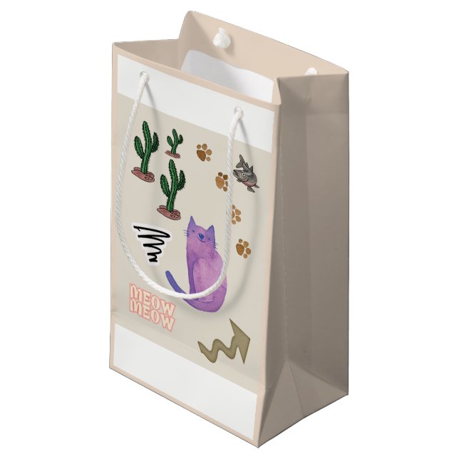 Sac cadeau Happy Chat Poisson Cactus Poissons Meow (Devant Angle)