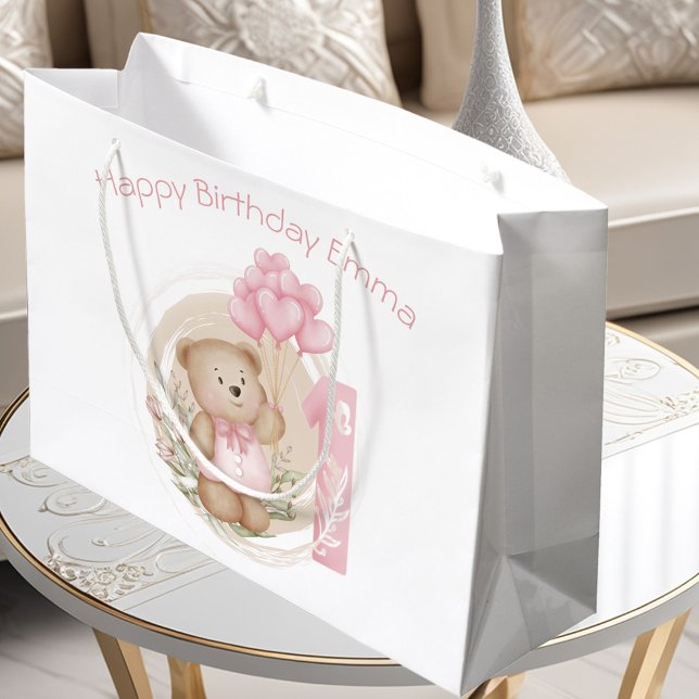 Sac Cadeau Ier Anniversaire Personnalisé Pour Fill (Cute Personalized 1st Birthday Gift Bag For Girl)