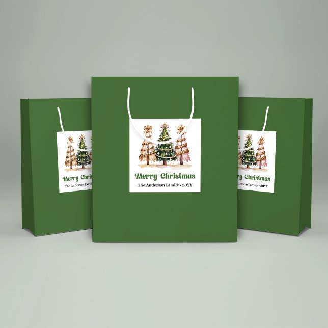 Sac Cadeau Imprimé Léopard Arbre de Noël Mignon Pe (Cute Christmas Tree Leopard Print Gift Bag Custom)