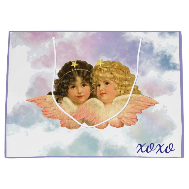 SAC CADEAU JUMELLES ANGÈLES EN PASTEL (Devant)