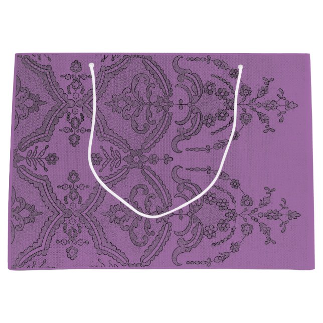 SAC CADEAU LACE NOIR ANTIQUE EN PLUM CLAIR (Devant)