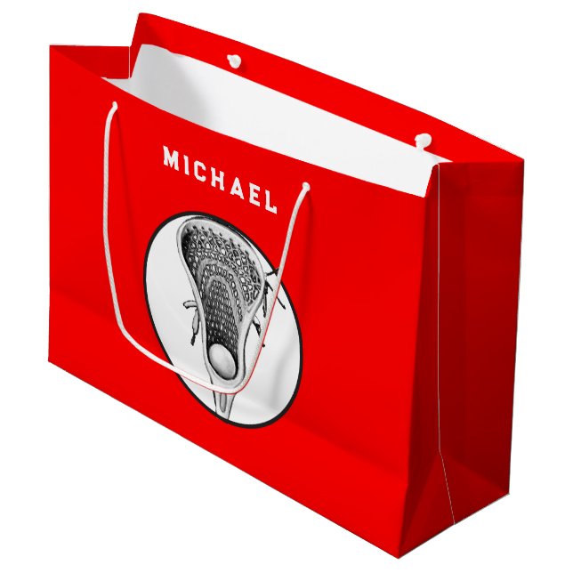 Sac cadeau Lacrosse Sports Red Large (Devant Angle)