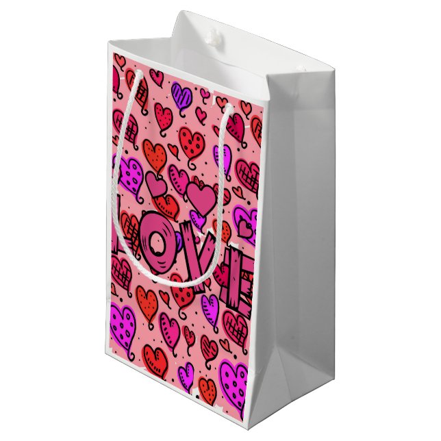 Sac cadeau L'amour de Valentine (Devant Angle)