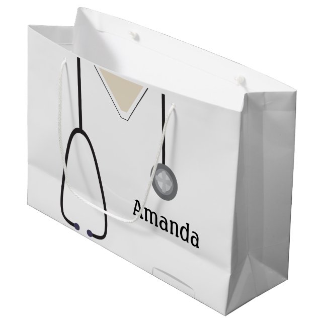 Sac cadeau Lg Blanc Scrubs Médicale (Devant Angle)