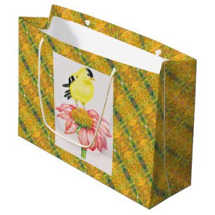Sac cadeau Lg Goldfinch sur Coneflower