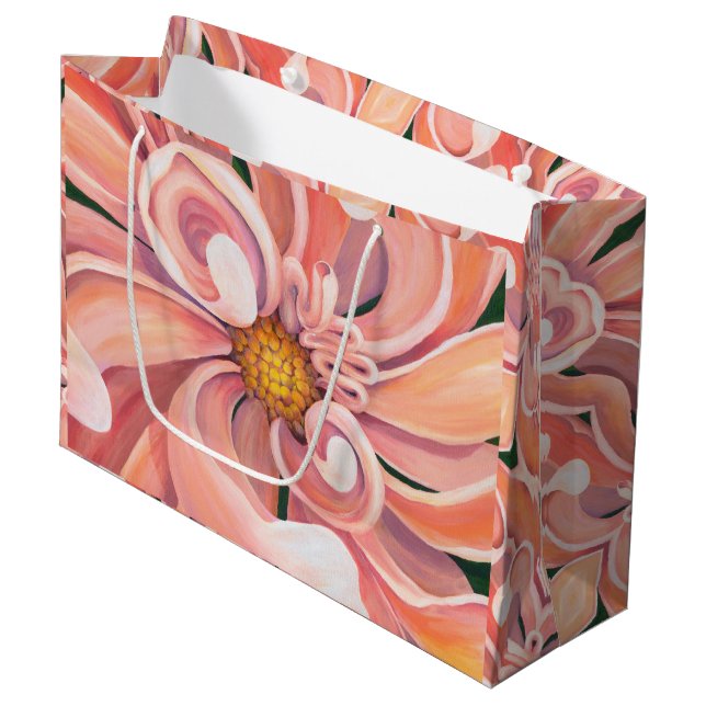 Sac cadeau Lg Peachy Dahlia (Devant Angle)