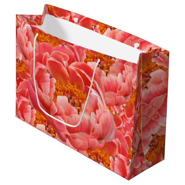 Sac Cadeau Lg Peony Coral (Devant Angle)