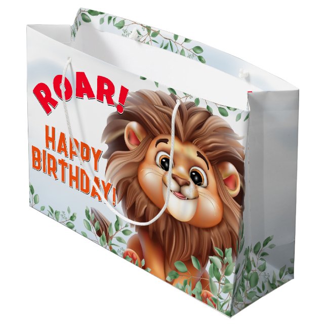 Sac cadeau Lion Safari grand Anniversaire de enfan (Dos Angle)
