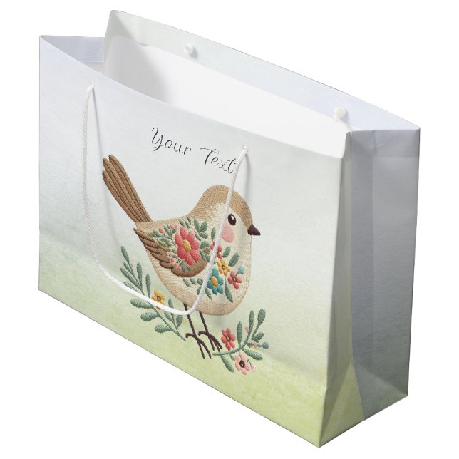 Sac cadeau Little Bird Floral Gold (Devant Angle)