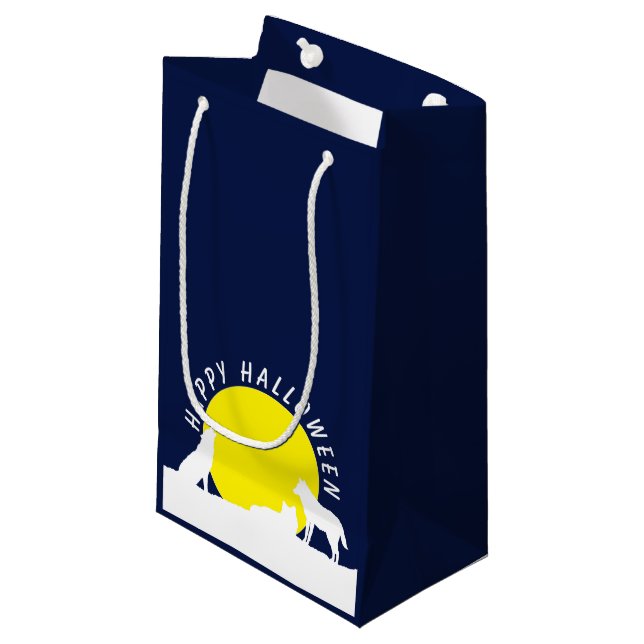 Sac Cadeau Loups au clair de lune, Happy Halloween petit cade (Devant Angle)