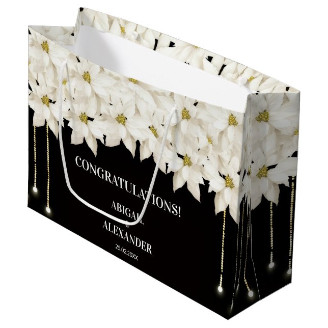 Sac Cadeau Luxueux Fleurs Blanches (Devant Angle)