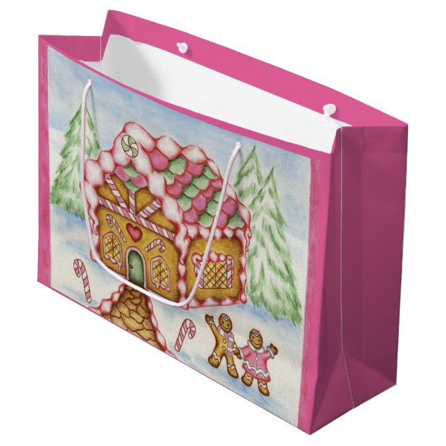 Sac cadeau Maison Pink Holiday Gingerbread (Devant Angle)
