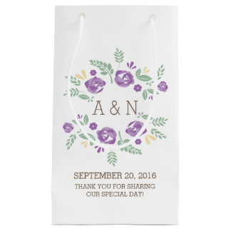 Sac cadeau Mariage de Monogramme Floral Pays Viole