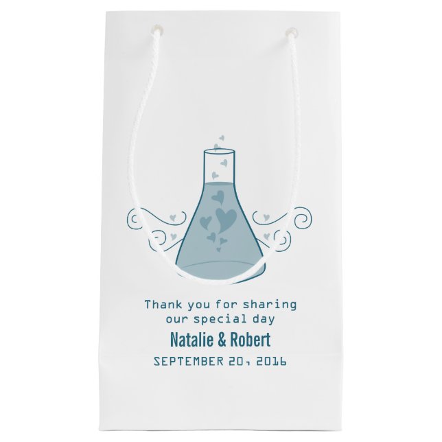 Sac cadeau Mariage en chimie douce bleue (Devant)