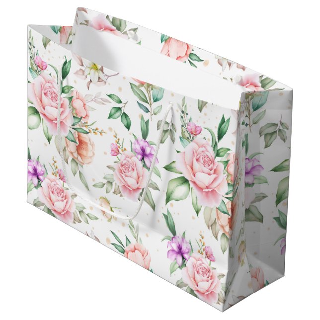 Sac cadeau mariage Floral (Devant Angle)