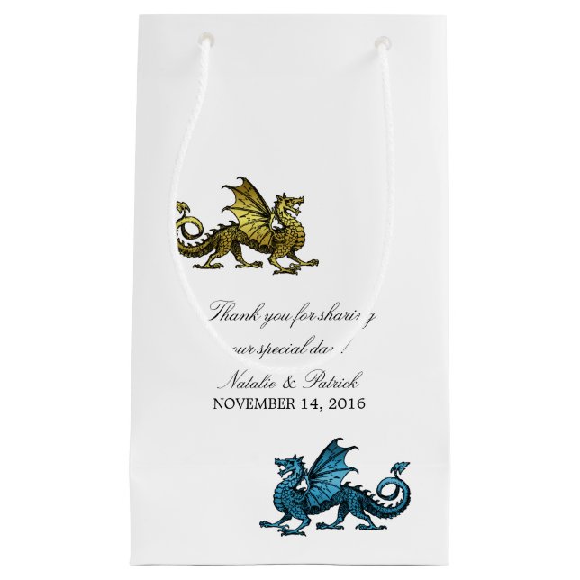 Sac cadeau Mariage Gold Blue Dragon (Devant)