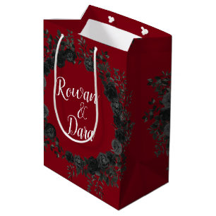 Sac cadeau Mariage gothique Rose rouge et noir