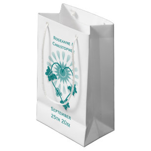 Sac cadeau mariage Turquoise Papillons Coeur