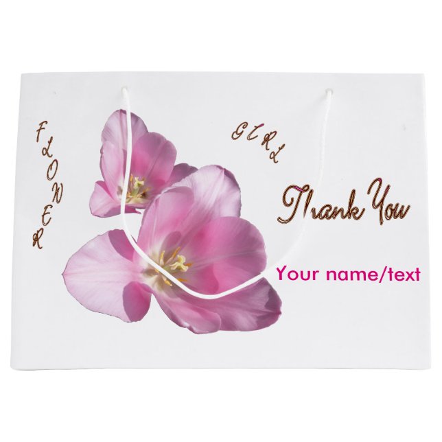 Sac cadeau Merci Fleur Tulipes Roses Sunny (Devant)