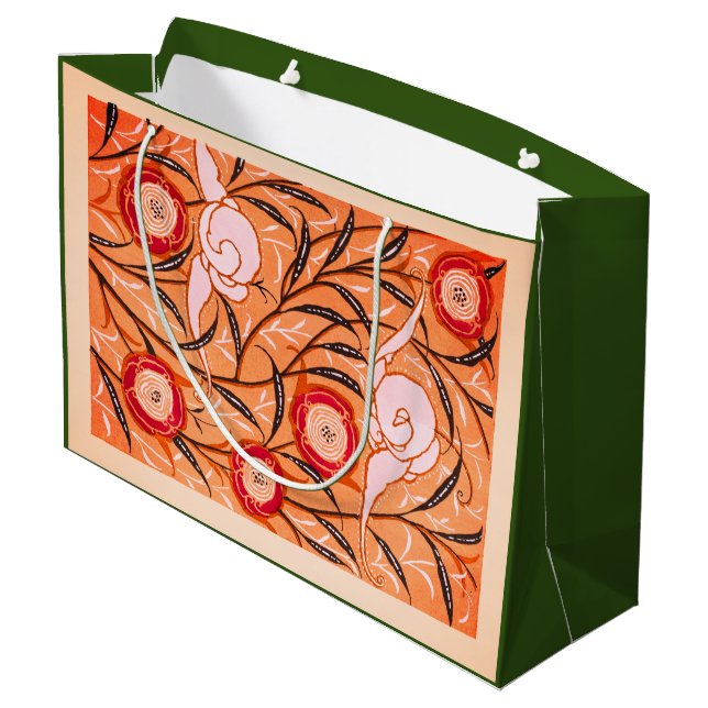 SAC CADEAU MODÈLE FLORAL CHINOIS EN ORANGE (Dos Angle)