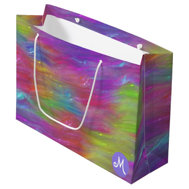 Sac cadeau Monogramme en verre arc-en-ciel fondu (Devant Angle)