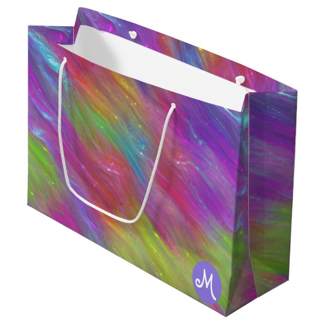 Sac cadeau Monogramme en verre arc-en-ciel fondu (Devant Angle)