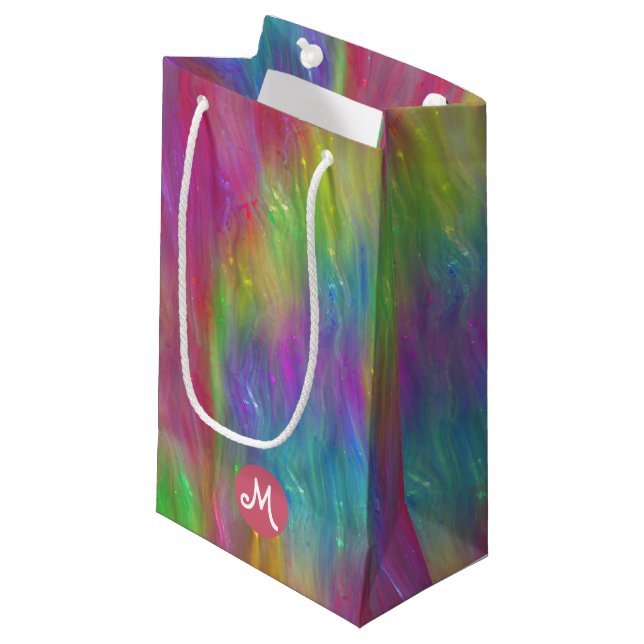 Sac cadeau Monogramme en verre arc-en-ciel fondu (Devant Angle)