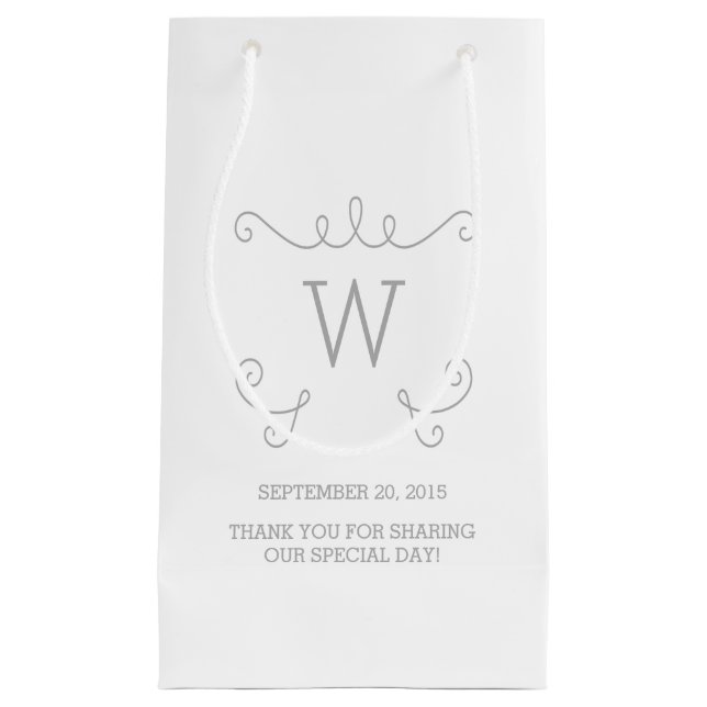 Sac cadeau Monogramme Gris Whimsical Flourd (Devant)