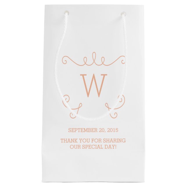 Sac cadeau Monogramme Orange Whimsical Flourd (Devant)