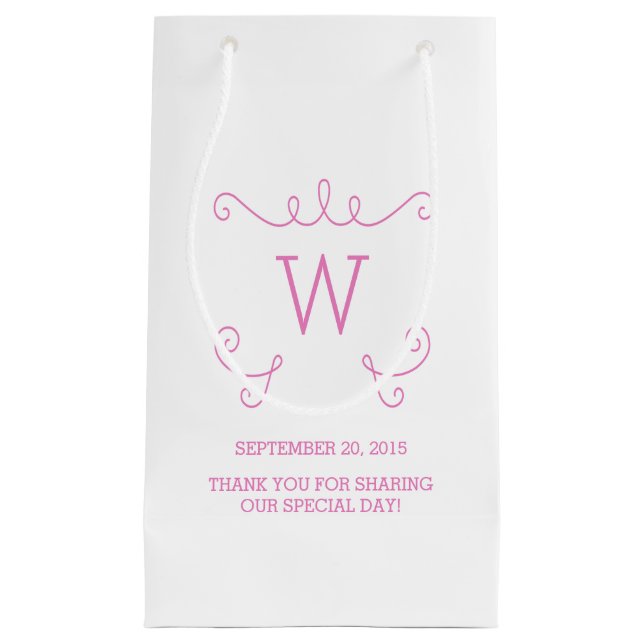 Sac cadeau Monogramme Rose Whimsical Flourd (Devant)