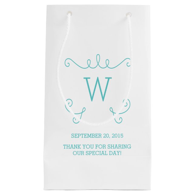 Sac cadeau Monogramme turquoise Whimsical Flourd (Devant)