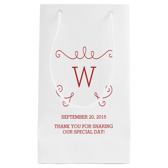 Sac cadeau Monogramme Whimsical Rouge (Devant)