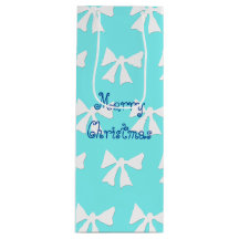 Sac cadeau Motif Aqua Blue et White Bow