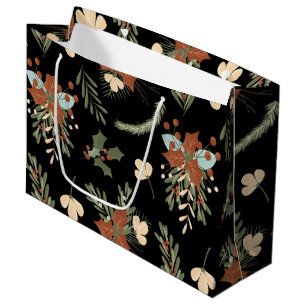 Sac cadeau Motif Black Holly Feuilles Berries