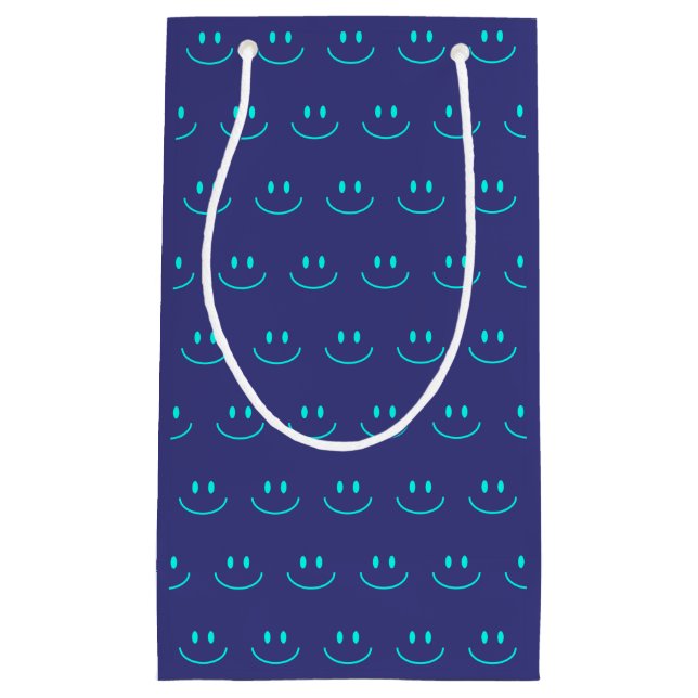 Sac cadeau Motif bleu et turquoise Smile (Devant)