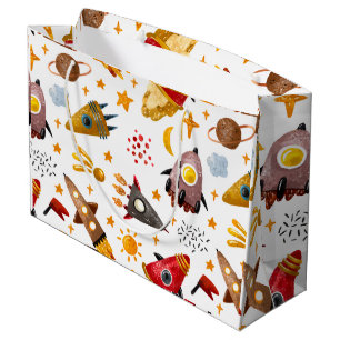 Sac cadeau motif fusées et météores