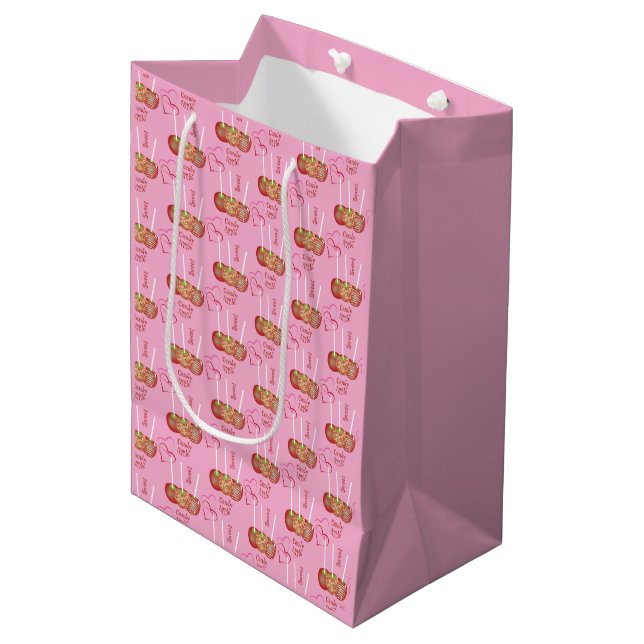 Sac cadeau Motif rose bonbon Pommes (Devant Angle)