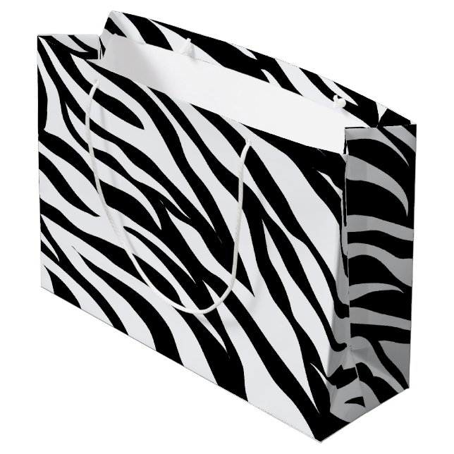 Sac cadeau Motif Zebra Stripes noir et blanc (Dos Angle)