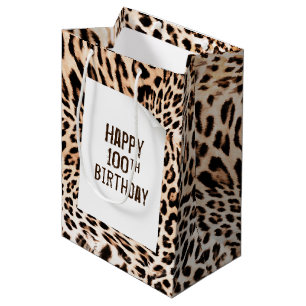 Sac Cadeau Moyen 100e Anniversaire Léopard Fourrure Imprimer Sac-Ca