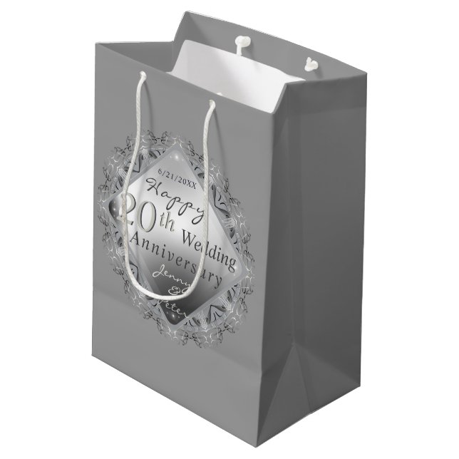 Sac Cadeau Moyen 10,11,20,25e, 70e Mariage (Dos Angle)