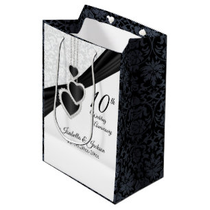 Sac Cadeau Moyen 10e anniversaire des Onyx et des Mariages blancs