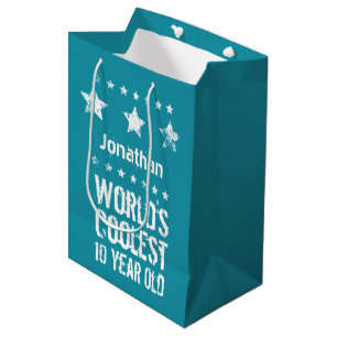 Sac Cadeau Moyen 10ème Teal an le plus frais E17 du monde
