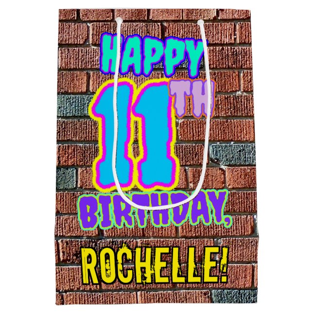 Sac Cadeau Moyen 11e anniversaire : Amusant, Graffiti urbain inspir (Dos)