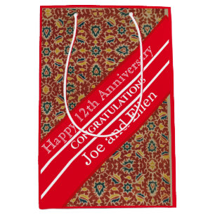 Sac Cadeau Moyen 12e anniversaire du Mariage, Anniversaire de la so