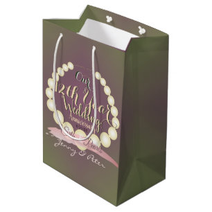 Sac Cadeau Moyen 12e anniversaire du Mariage Perles sur la mousse d